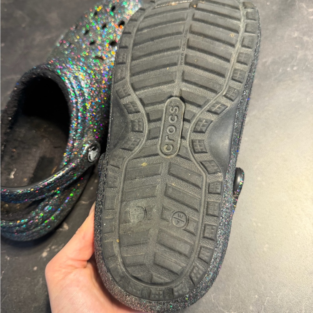 Crocs Glitter Black Iridescent Clog Shoes - Picture 3 of 3